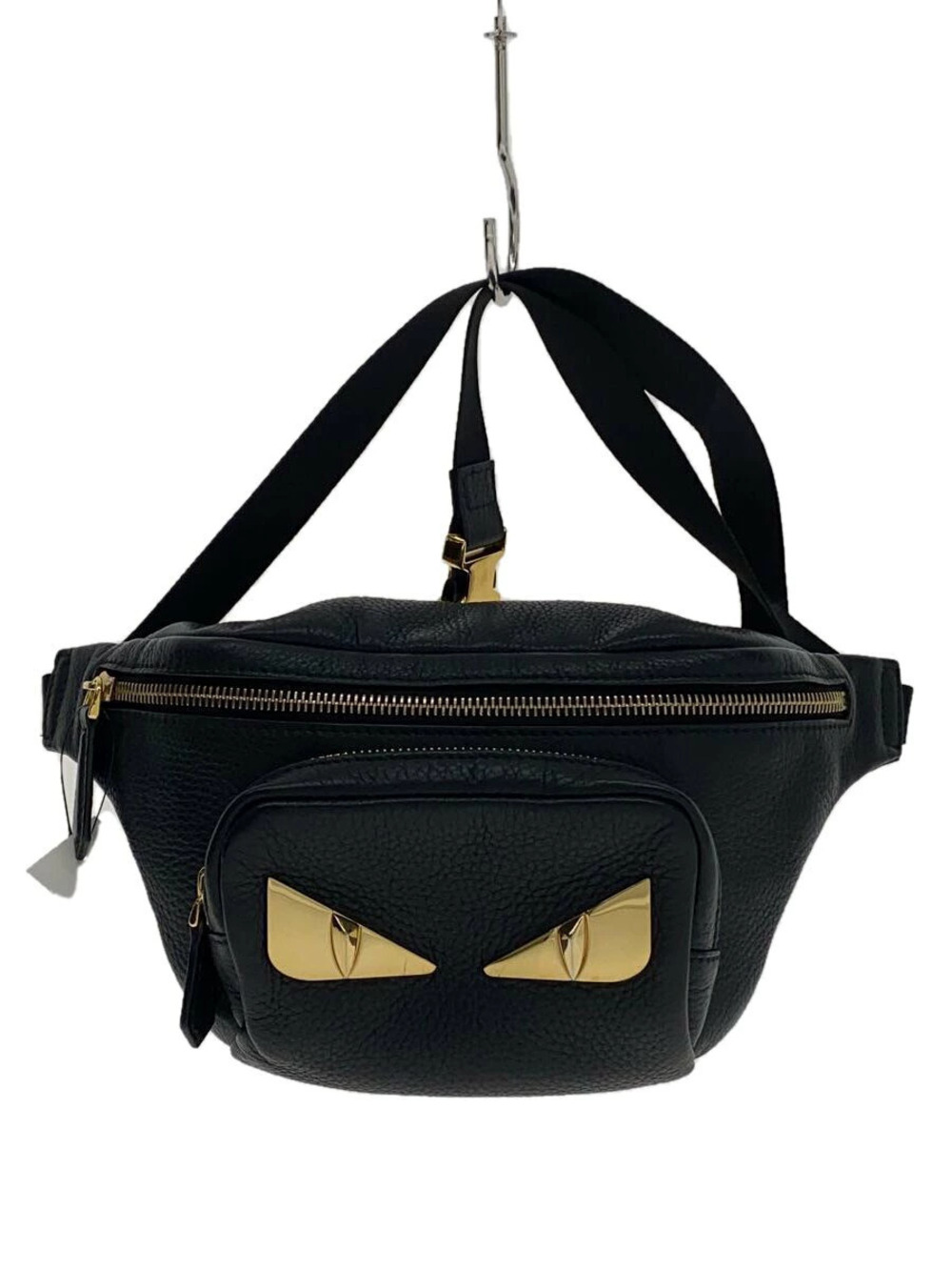 Fendi Monster Bugs Eye Shoulder Bag Waist Leather Black